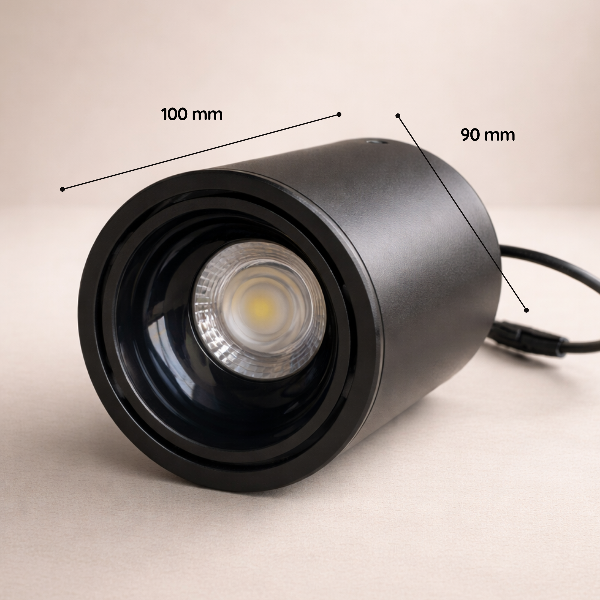 Cilindro LED sobreponer integrado luz 3 tonos - Negro