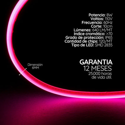 Cinta LED COB opalizada fucsia y azul 110V 12 mm Serie Serpens X10M (10 W) PREMIUM ASOMBRA