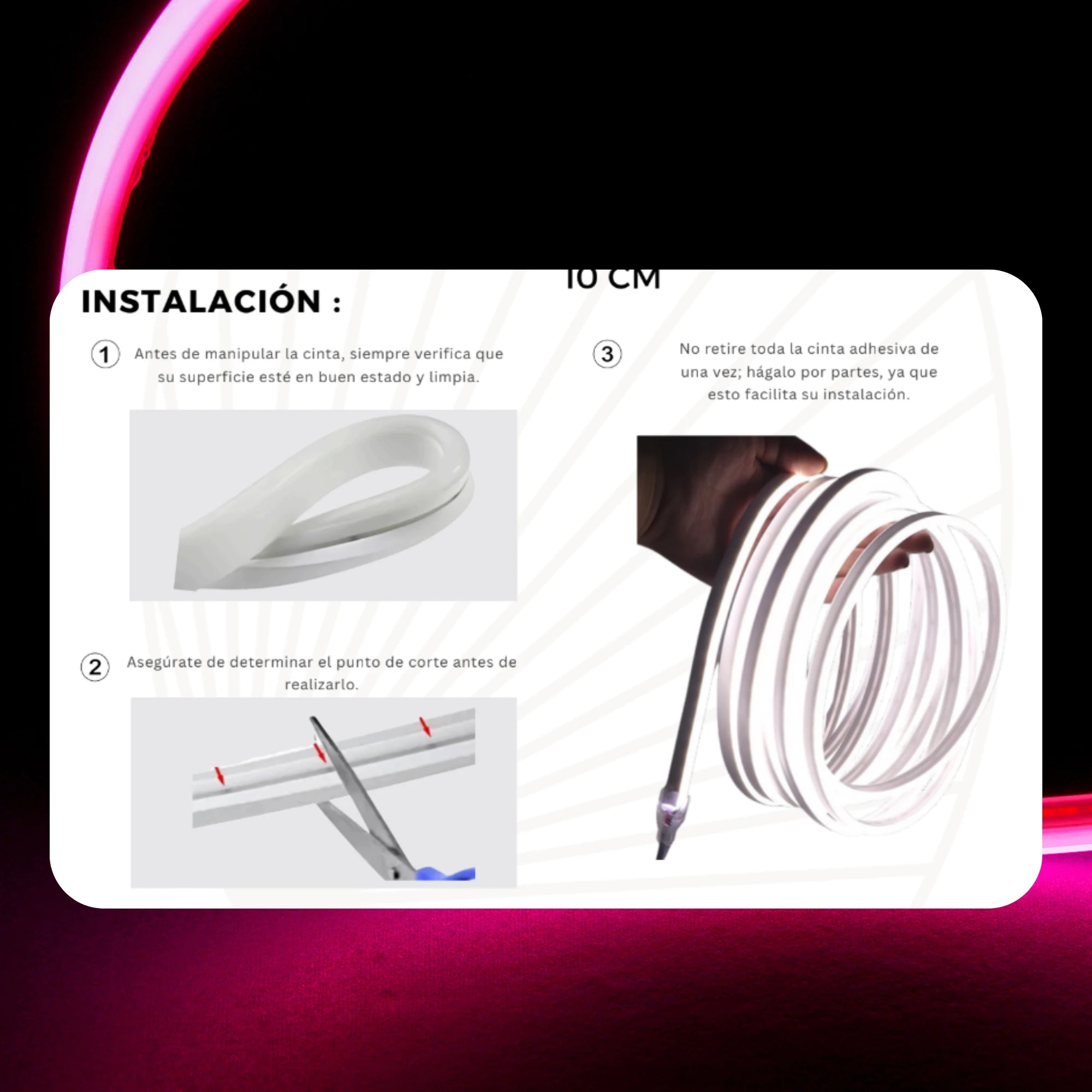 Cinta LED COB opalizada fucsia y azul 110V 12 mm Serie Serpens X10M (10 W) PREMIUM ASOMBRA