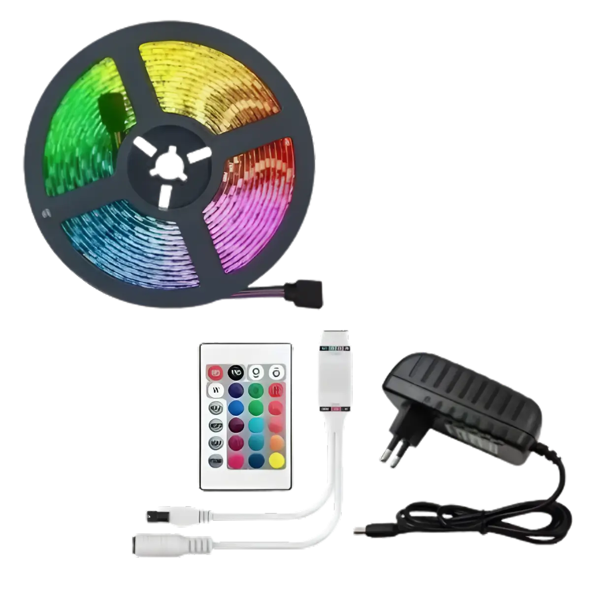 Cinta Led RGB (MULTICOLOR) CON FUENTE Y CONTROL