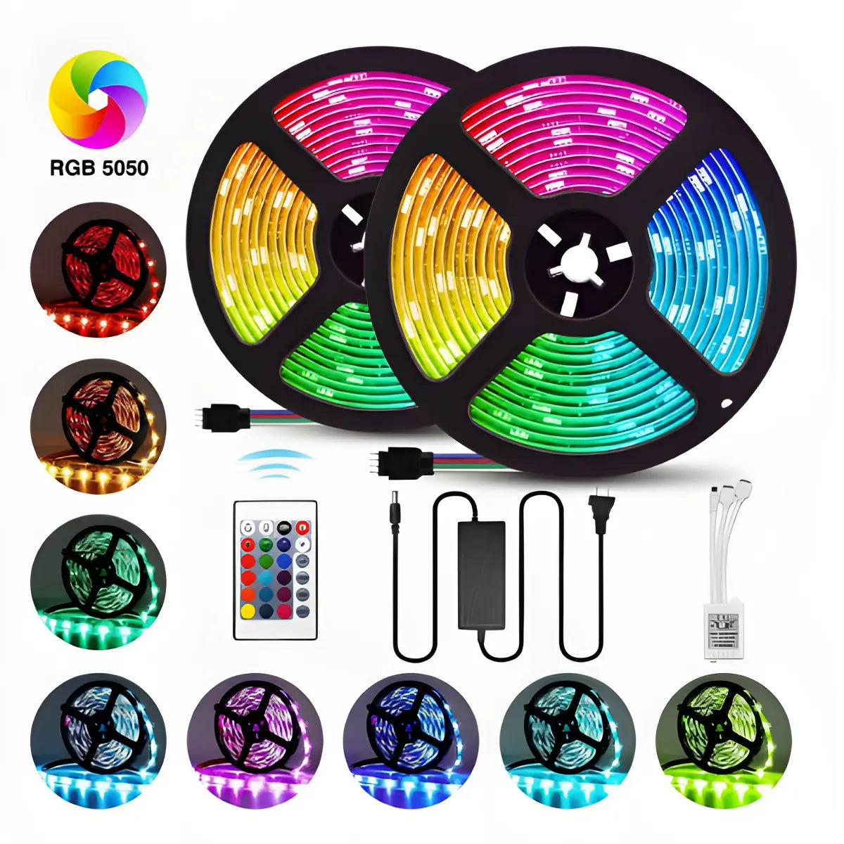Cinta Led RGB (MULTICOLOR) CON FUENTE Y CONTROL