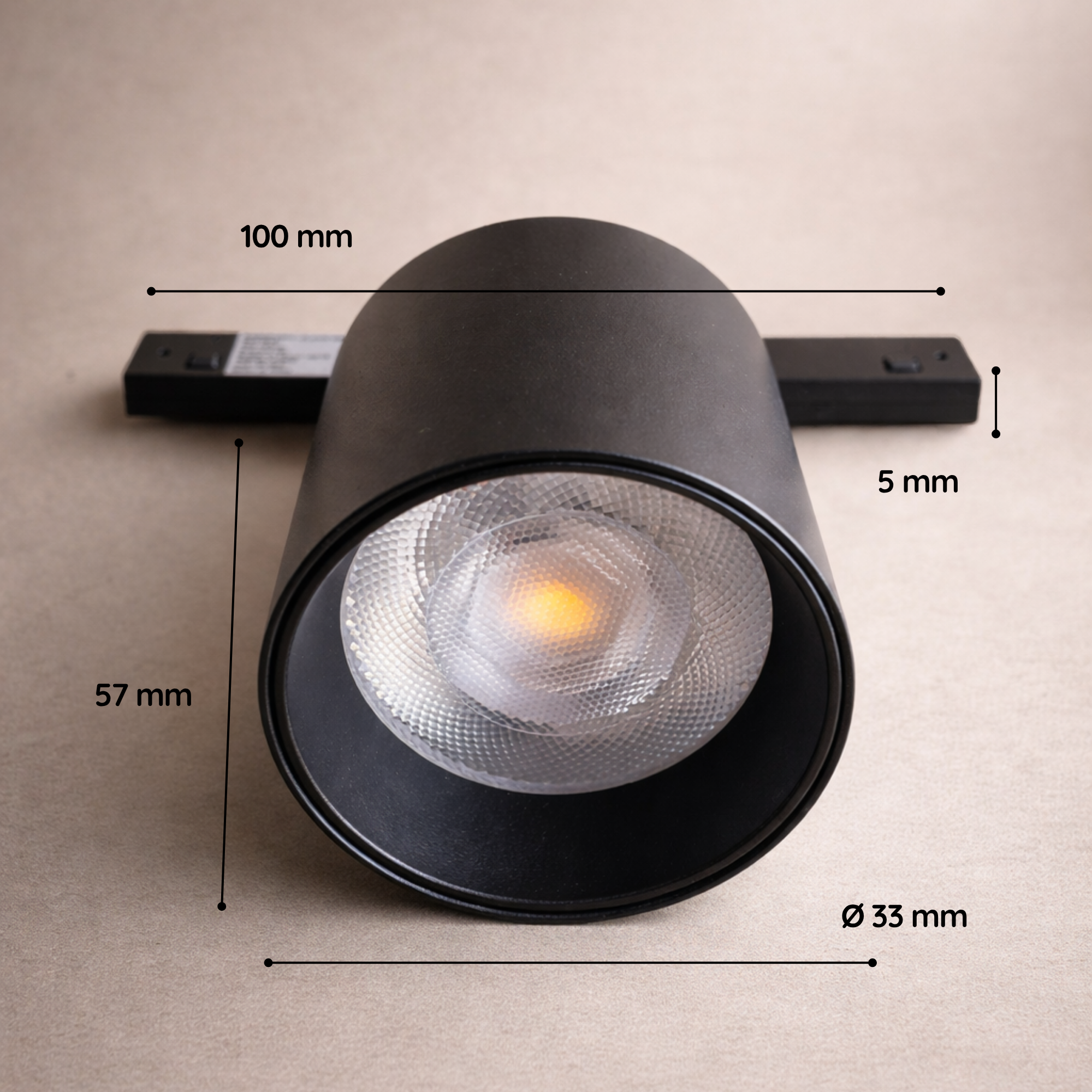 Spot LED Magnético Cilindro Mini 5mm 5W Negro 3000K 24V