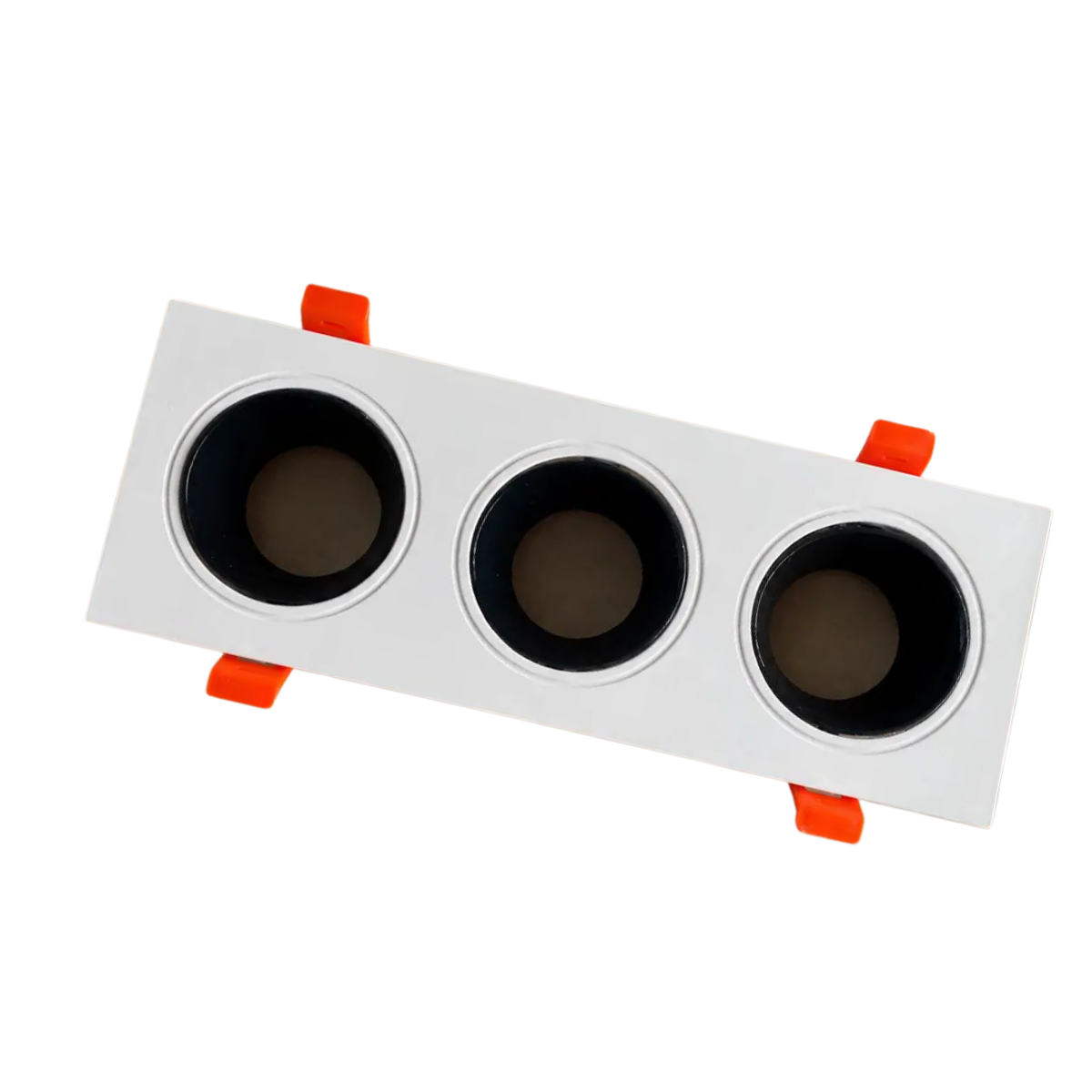 Ojo de Buey Cuadrado Triple PVC para Bombillo GU10 Recesado Blanco/Negro