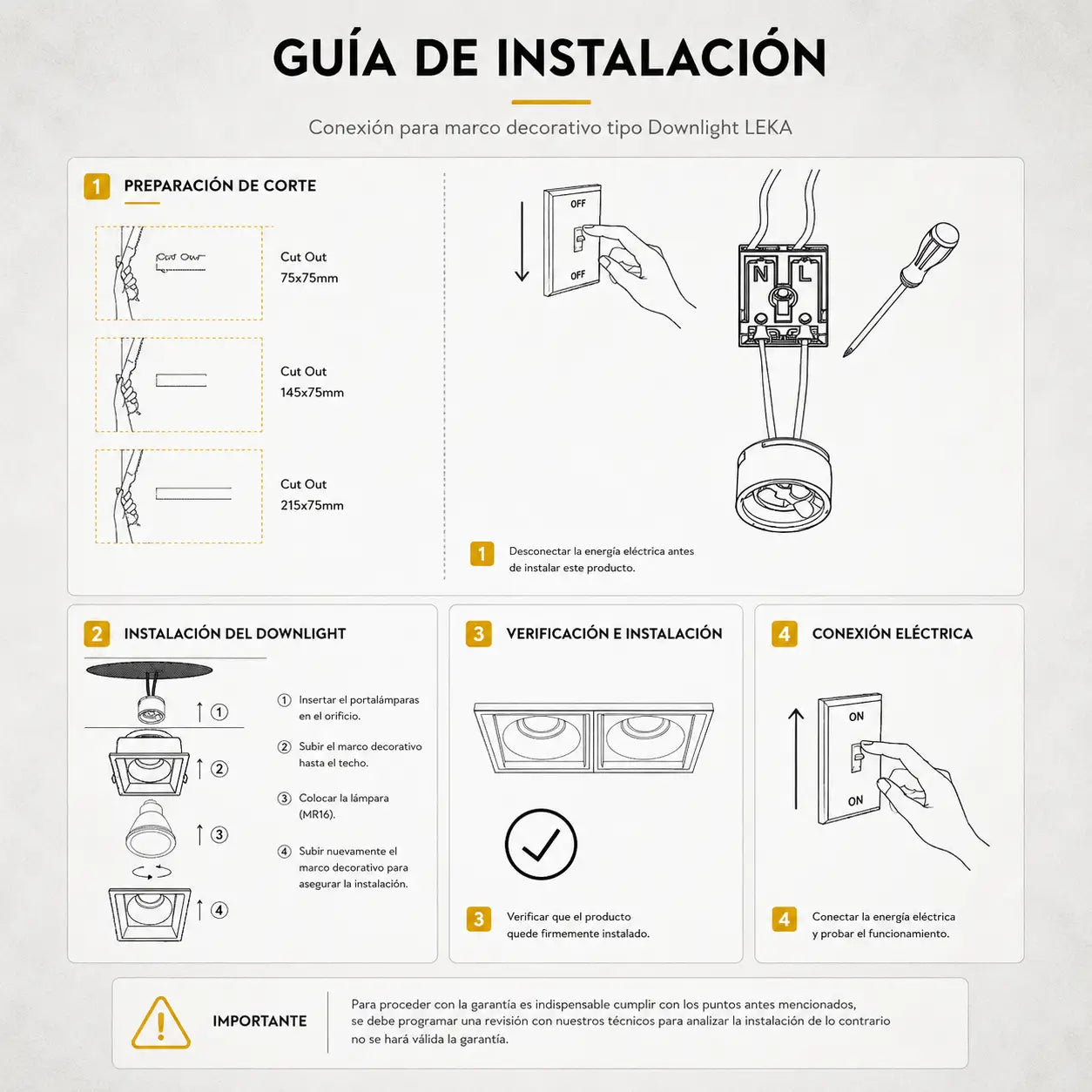 Ojo de Buey Cuadrado Doble Semi Recesado Aluminio + PVC para Bombillo GU10