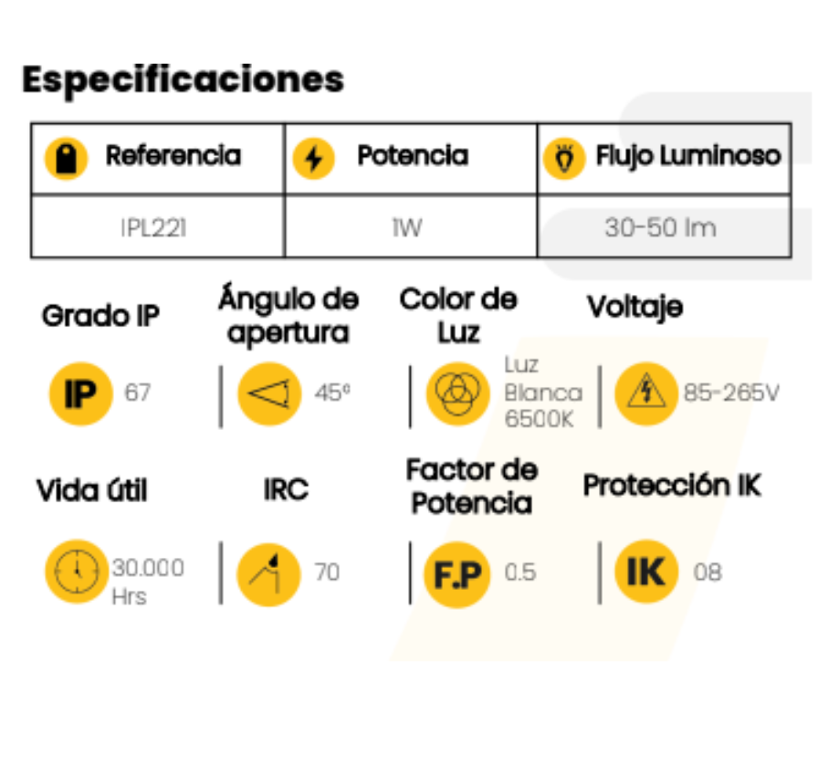 Luminaria de piso 1w Led