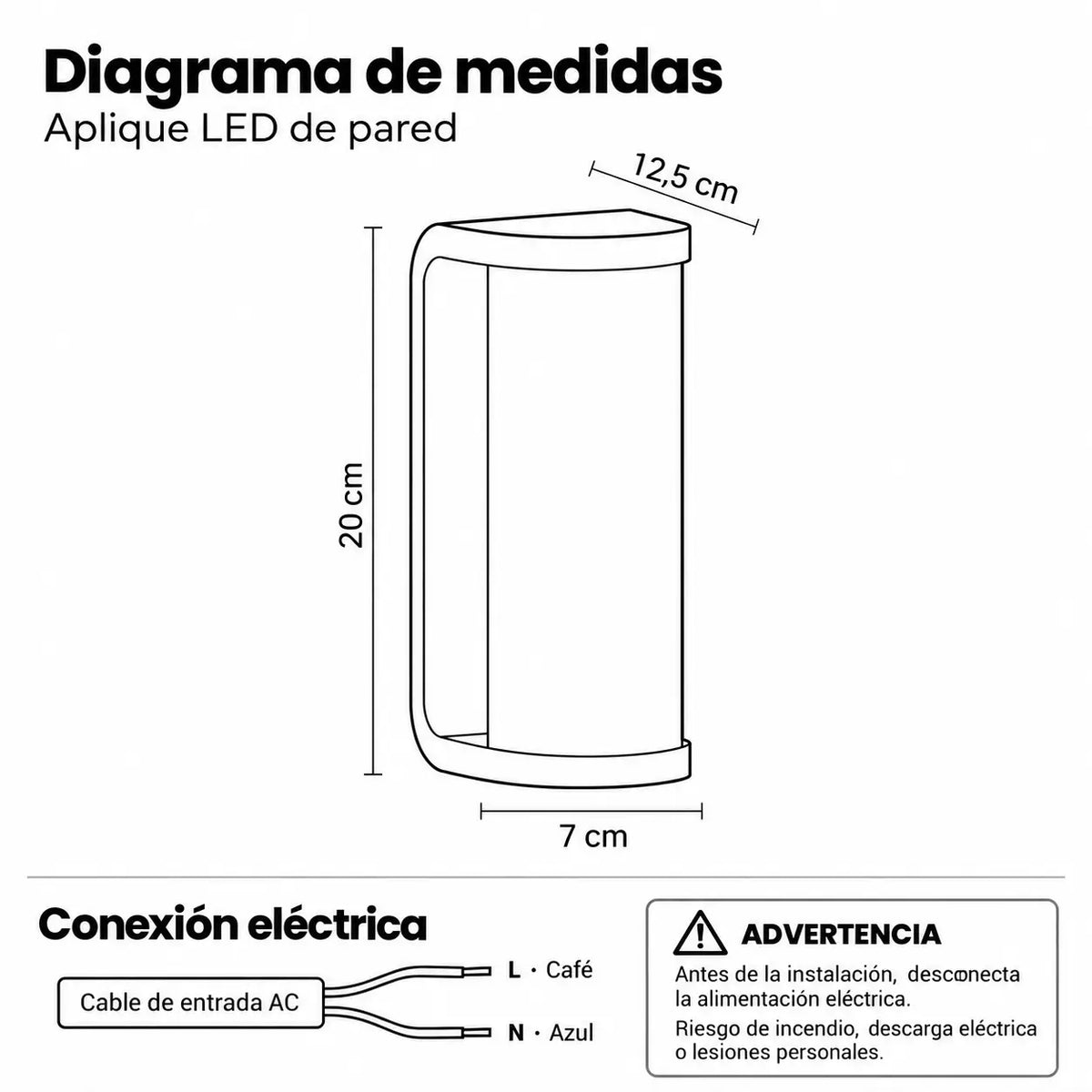 Aplique LED de pared TRANОY 16W negro, luz cálida 3000K