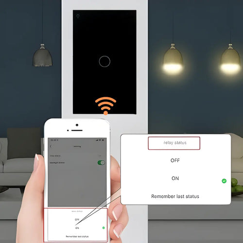 Interruptor de Luz WiFi Táctil Inteligente Sencillo Negro