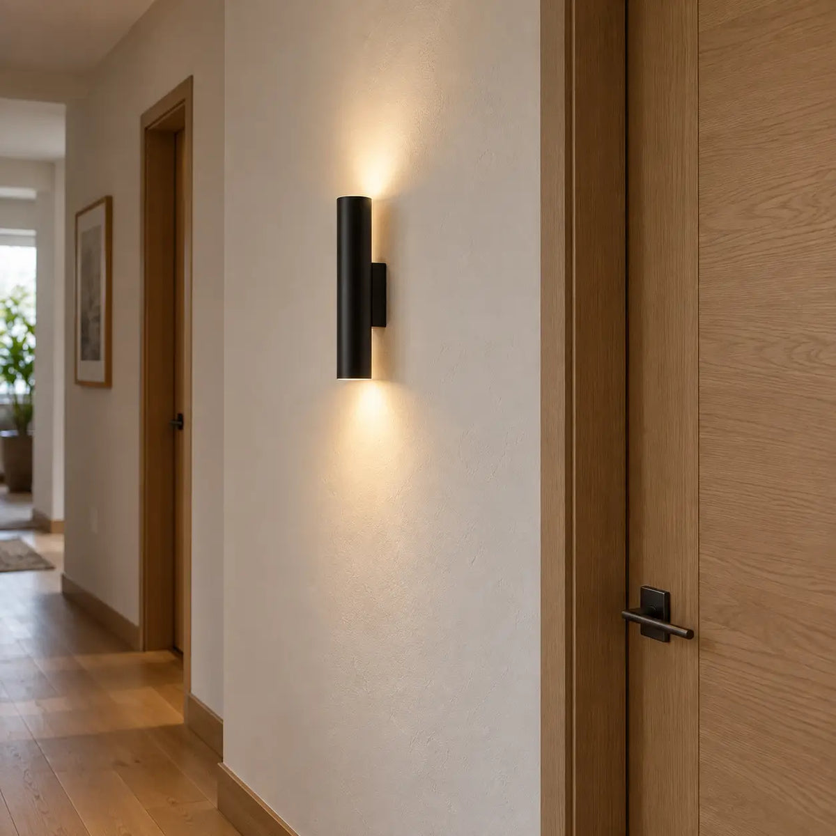 Lámpara tipo aplique de pared negro de 30 cm con 2 Bombillos LED GU10