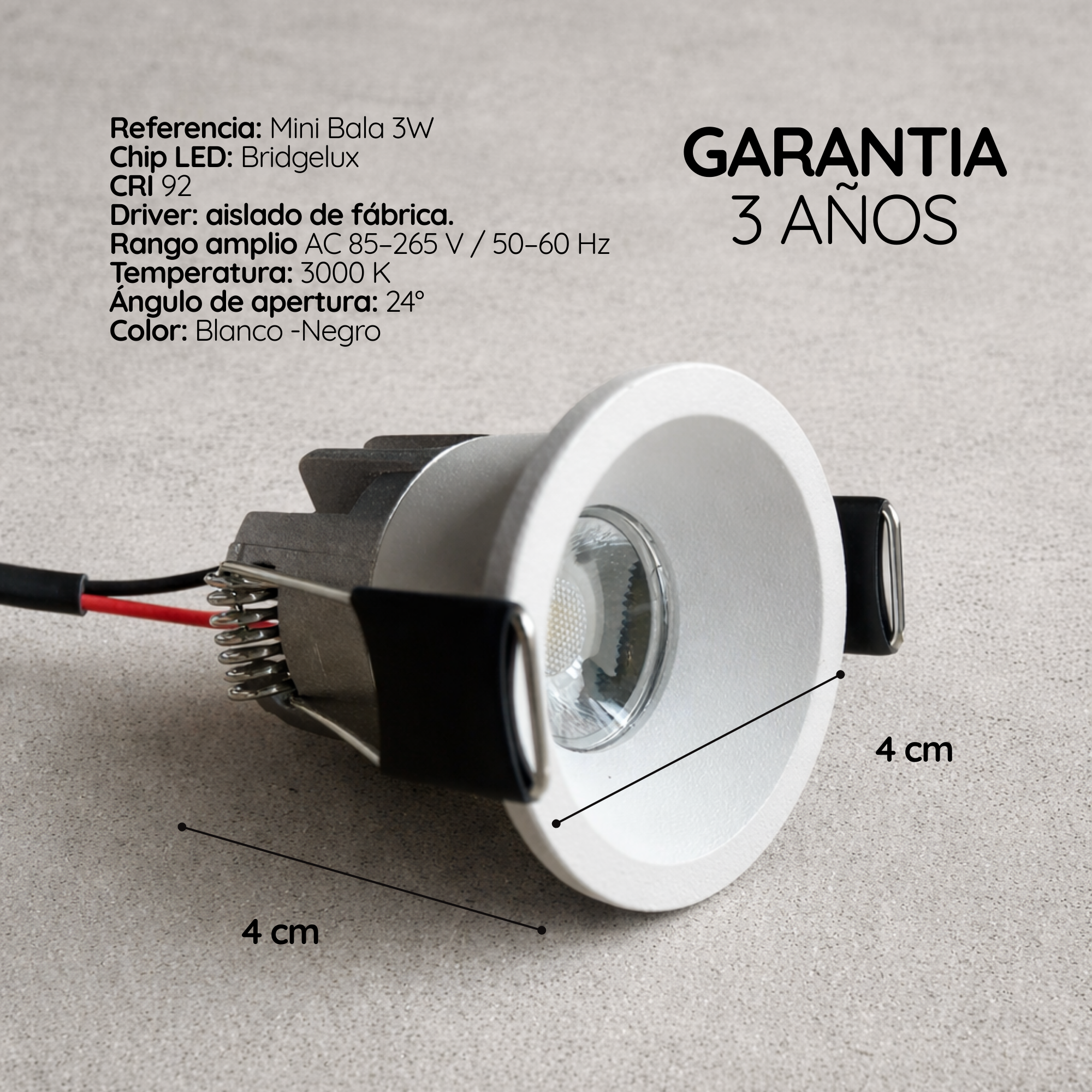 Ojo de Buey LED Mini 3W Blanco Empotrable Premium