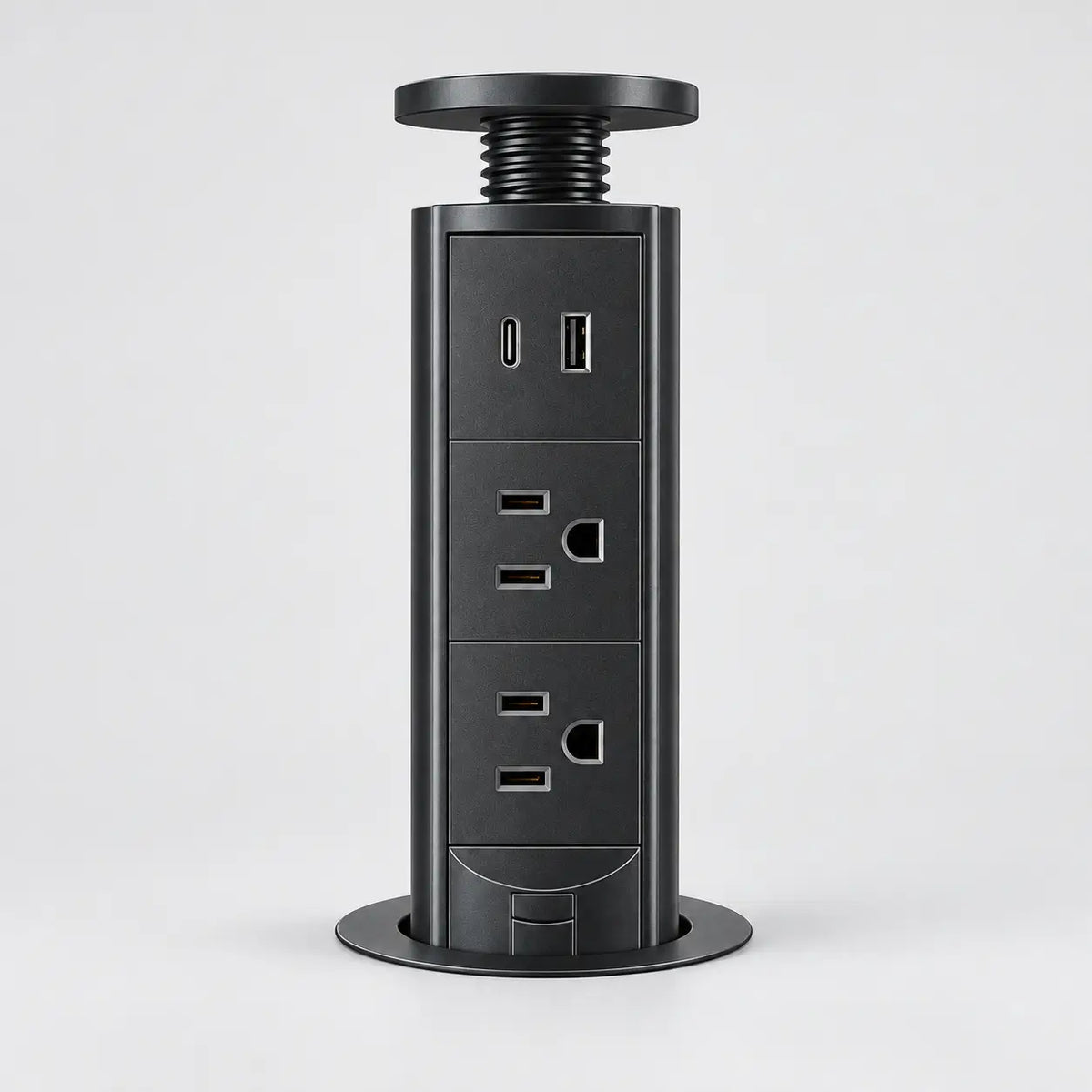 Multitoma retráctil doble con USB-A y USB-C