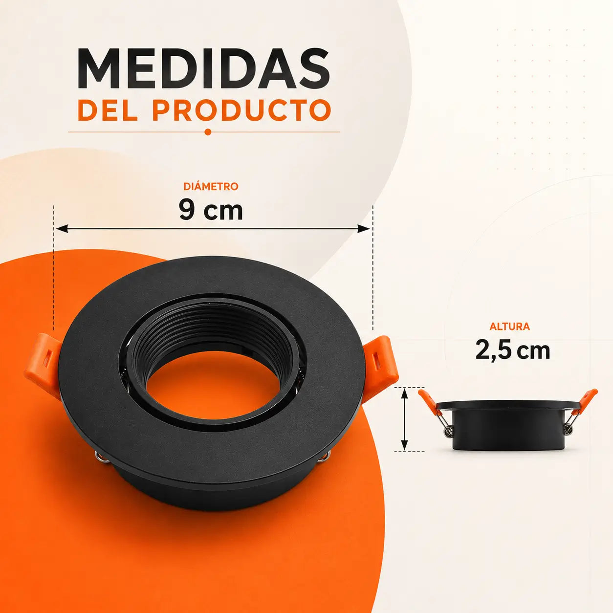 Ojo de Buey Recesado GU10 Blanco o Negro con Bombillo y Socket