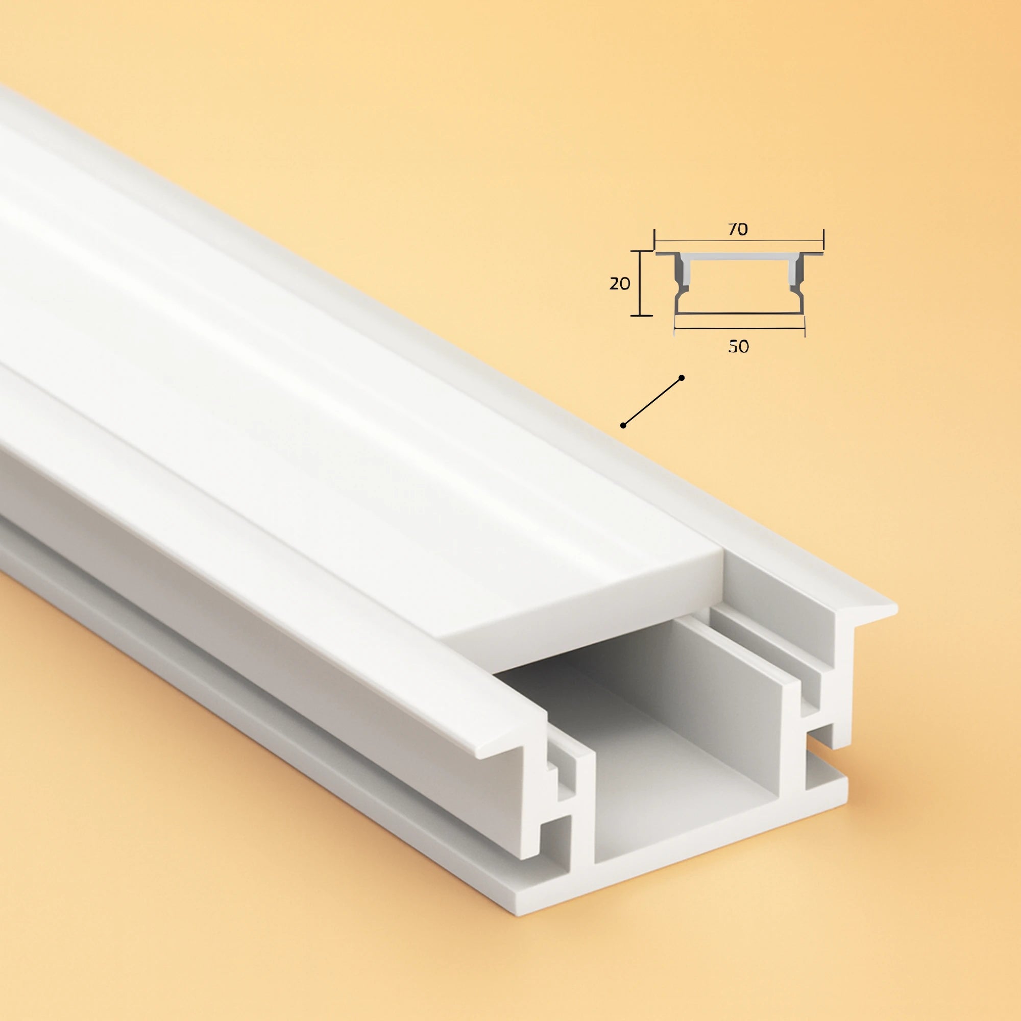 Perfil 5020A para Incrustar Plateado x 3 mtrs