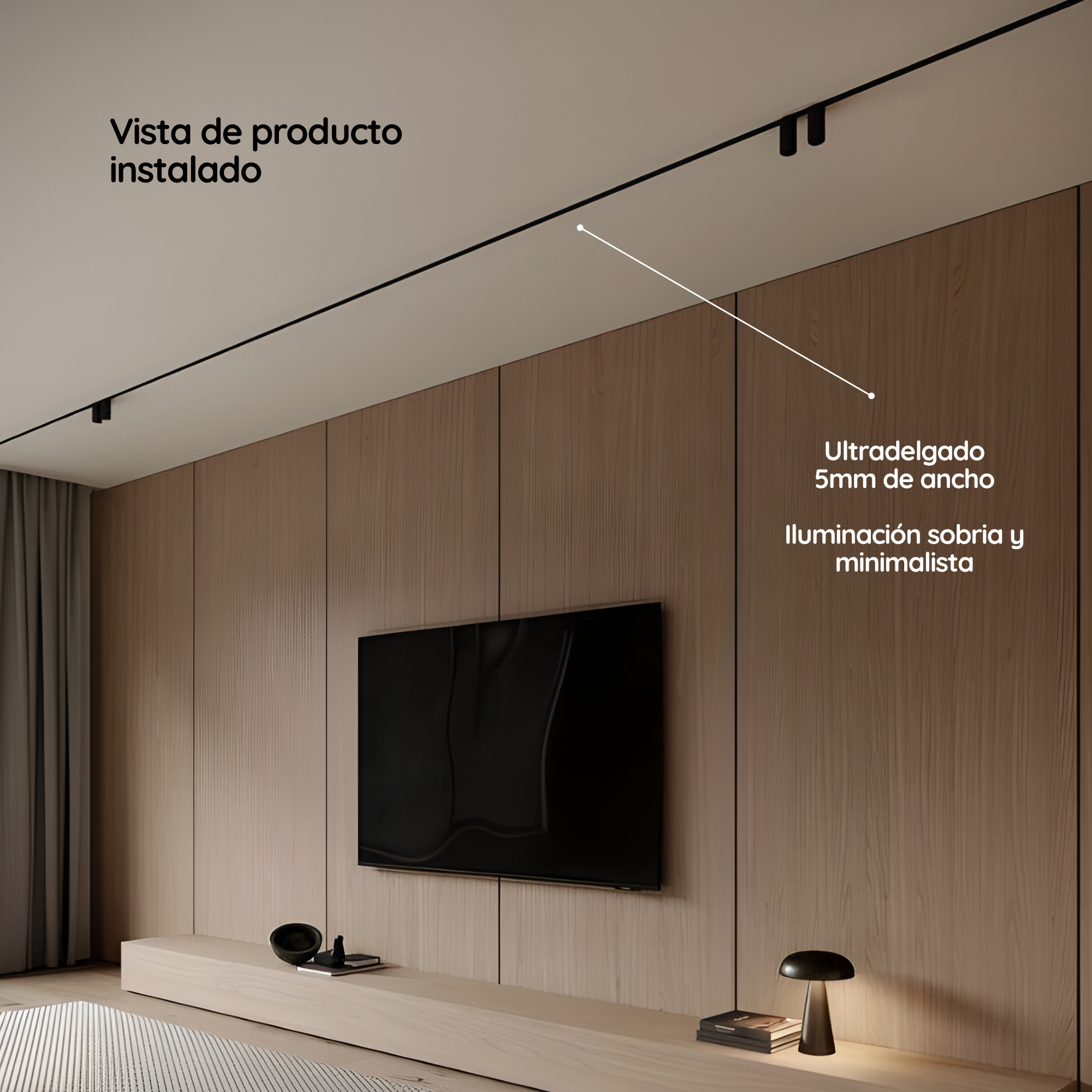 Riel Magnético 5mm para Incrustar Negro x 3 metros