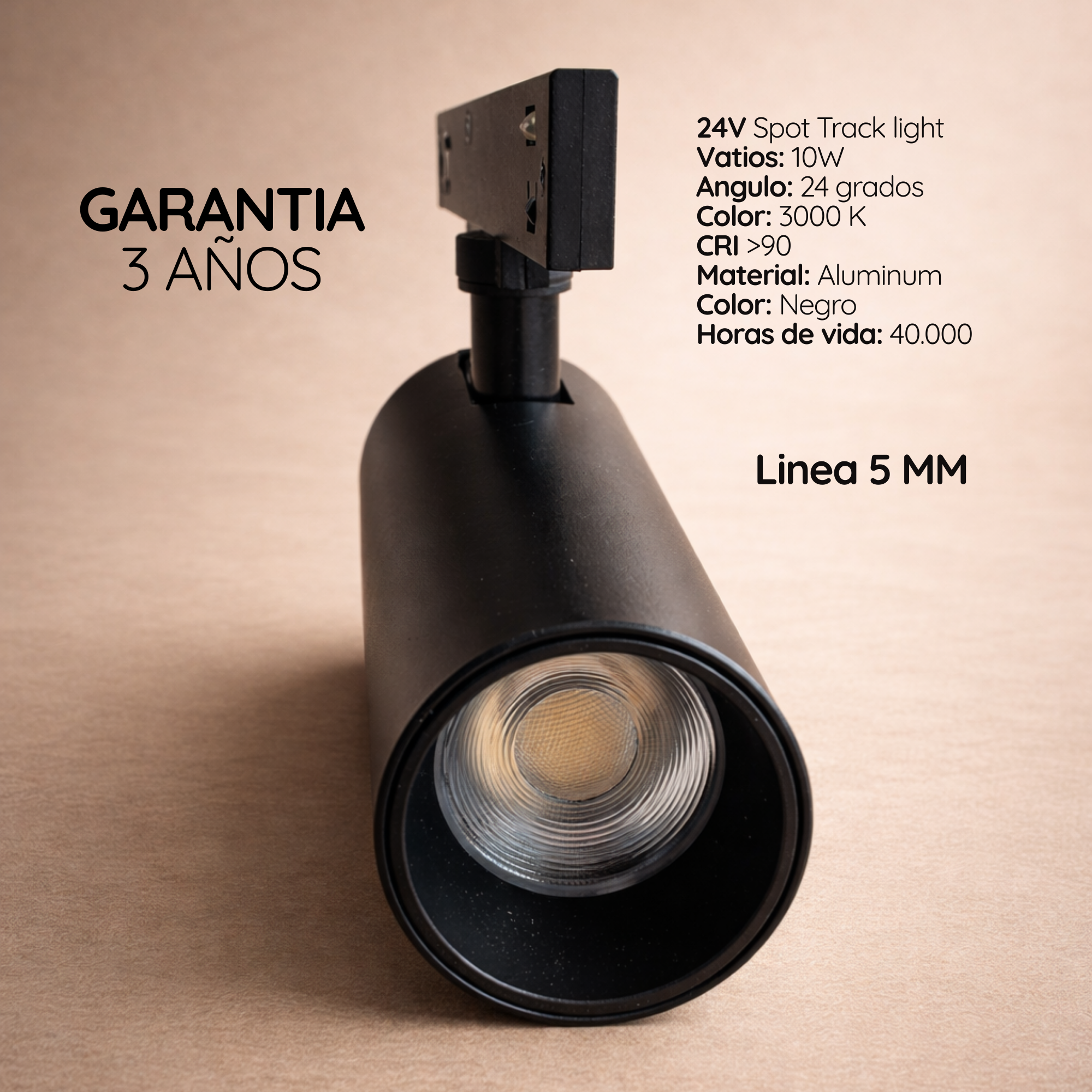 Lámpara Spot LED magnético 5mm 10W Negro