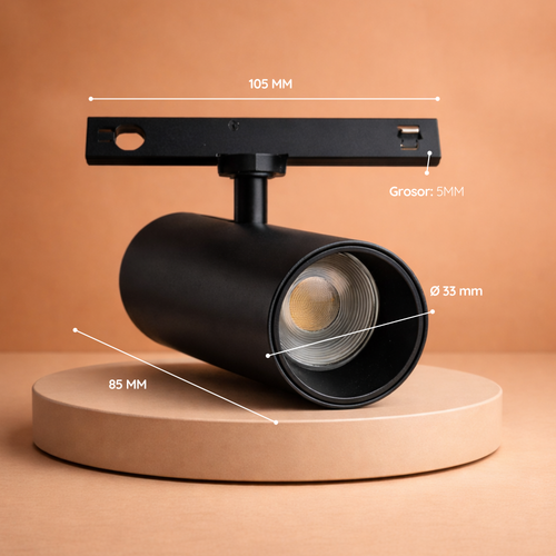 Spot LED Magnético 5mm 6W Negro 3000K Riel 24V