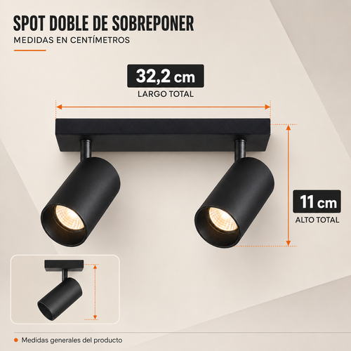 Spot de Sobreponer Dos Luces Orientables 110V