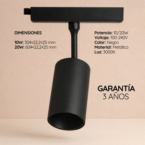 Spot LED Magnético 48V 10W y 20W para Riel Arquitectónico