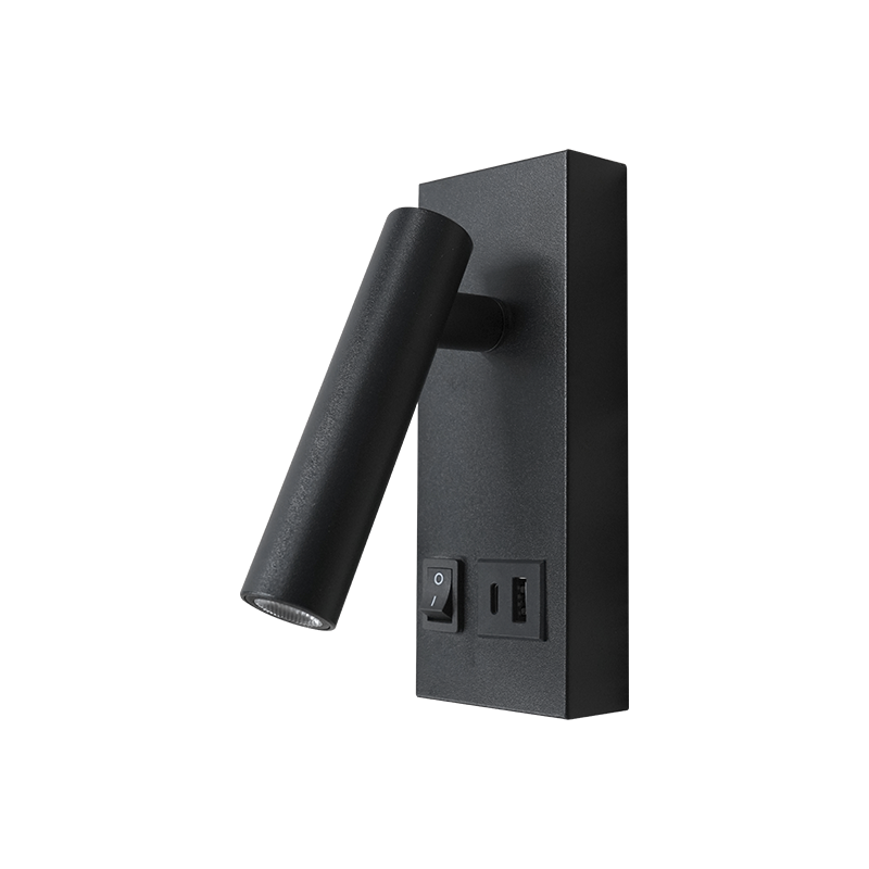 Aplique LED de Pared 2W con Interruptor y puerto USB + Tipo C  Luz Cálida