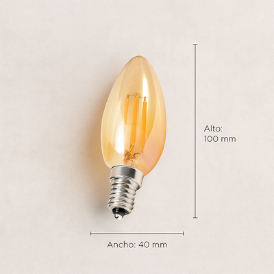 Bombillo LED Vela Vintage 4W E12 E14 E27 Luz Cálida 2200K