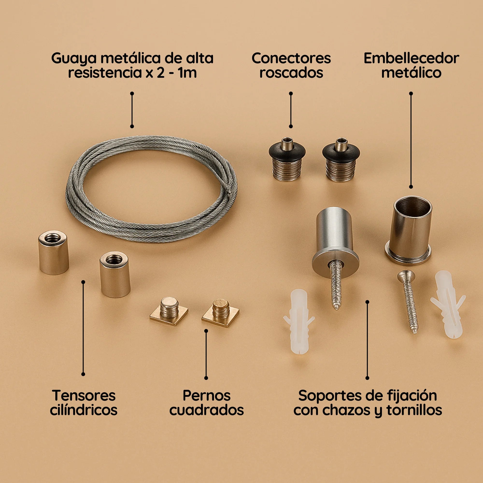 kit Guayas de Suspension para Perfil cinta led x2 1 m Gris