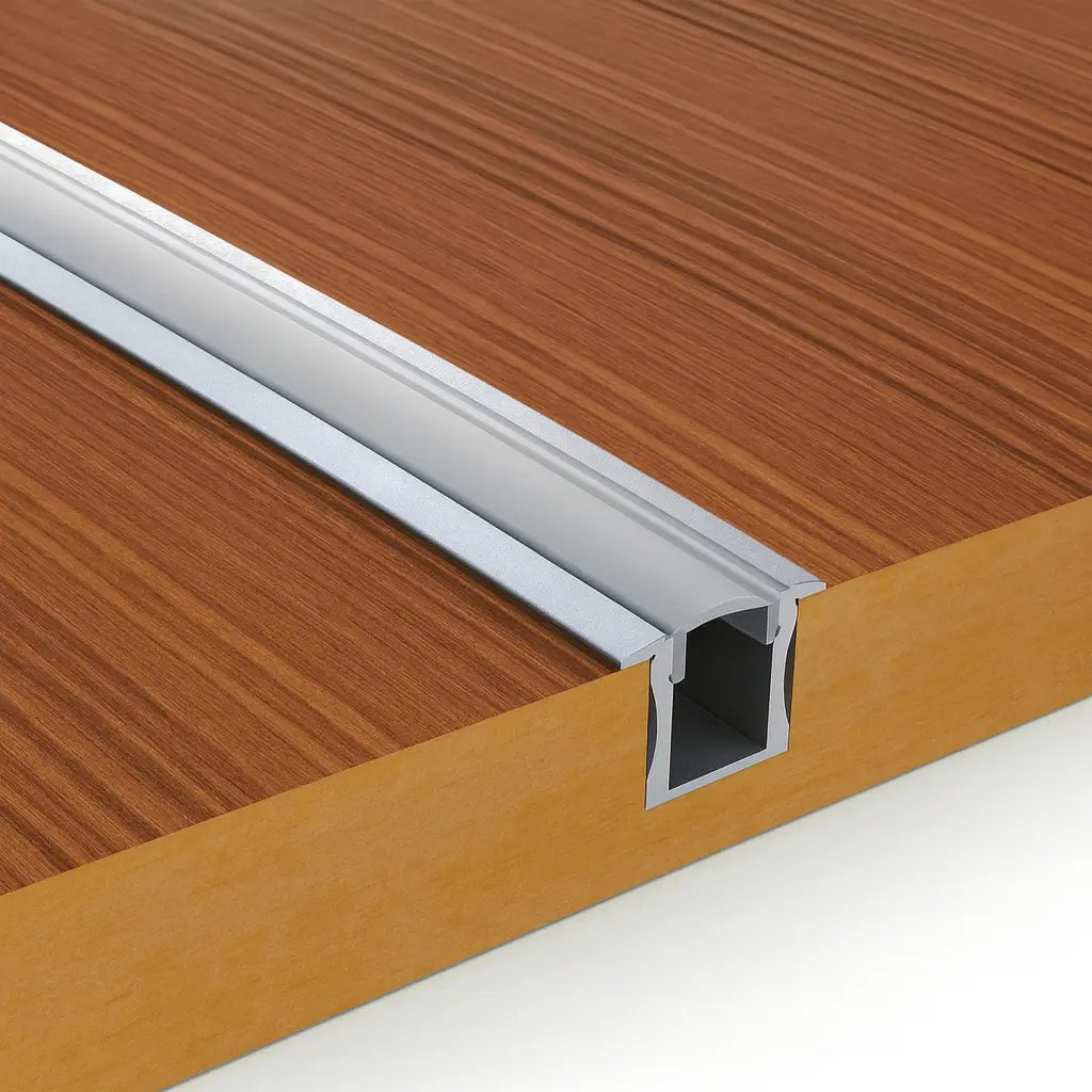 Perfil de aluminio para cinta LED 1612A de 3 metros para incrustar con difusor opal